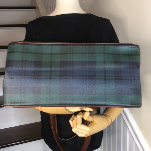 RALPH LAUREN Black Watch Coated Canvas Waxed Leather Shopper Baby Toddler Bag - Picture 8 of 17